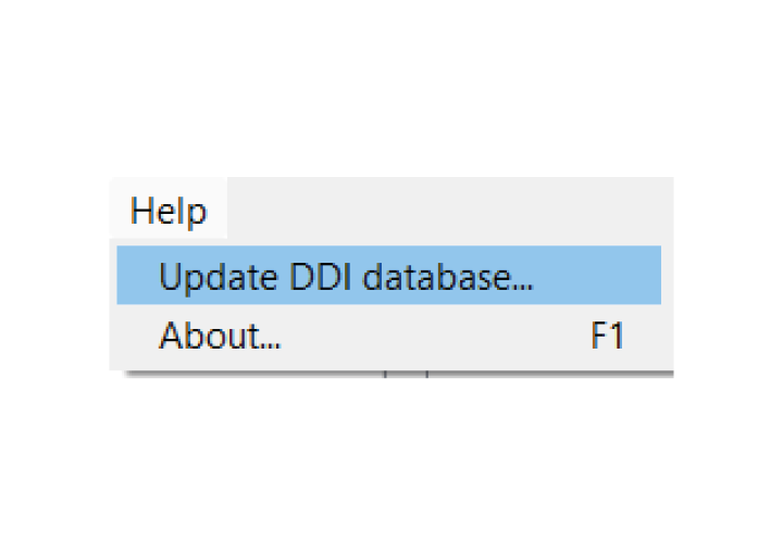 Screenshot of TC designer help menu with update DDI database option to keep ISOBUS Task Controller projects compliant with the latest ISO 11783 editions.